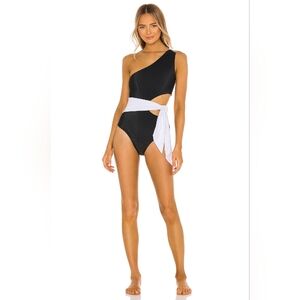 Beach Riot Carlie One Piece in Black & White NWOT